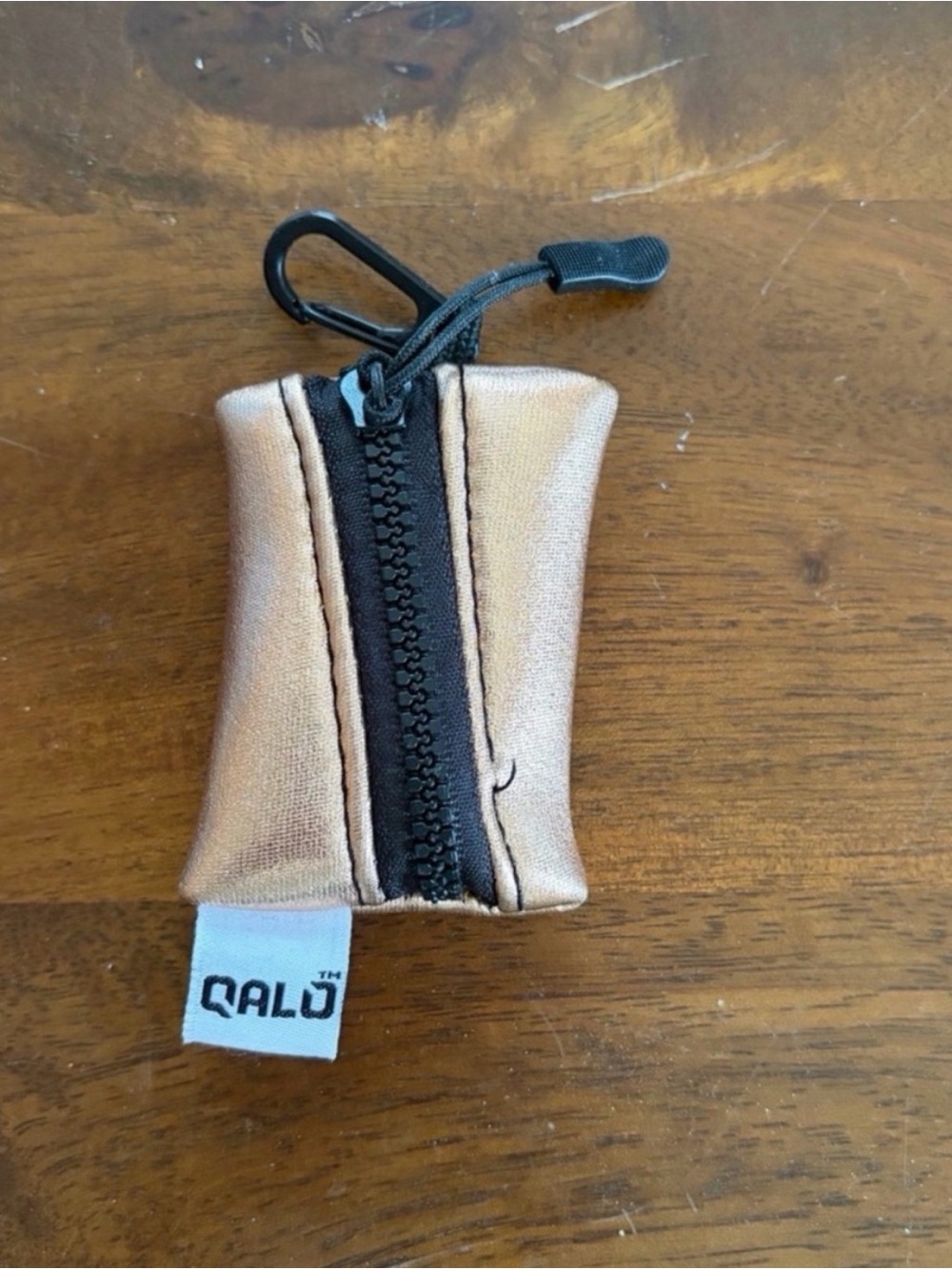 QALO Metallic Gold Keychain Case with Zipper